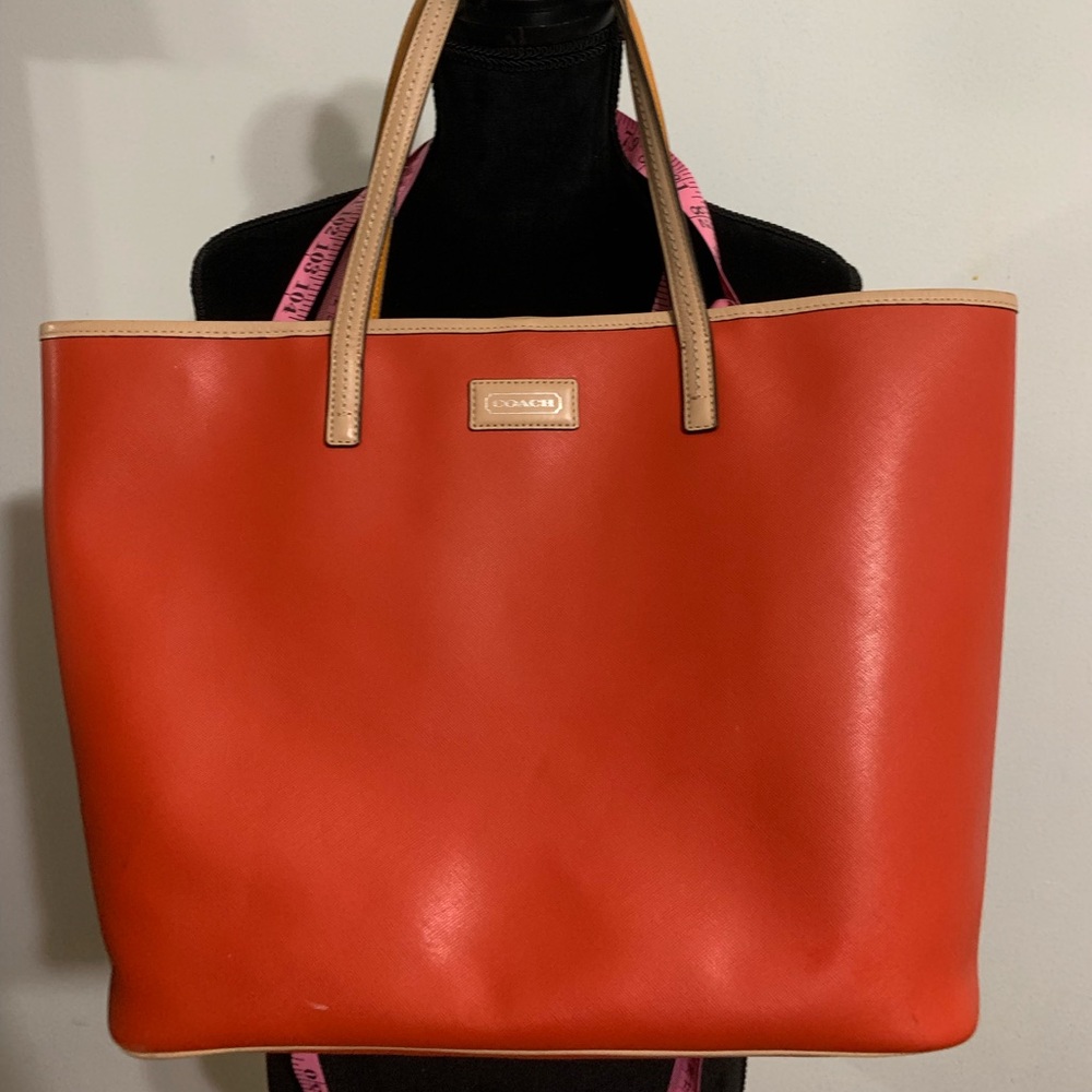 Coach leather tote bag.